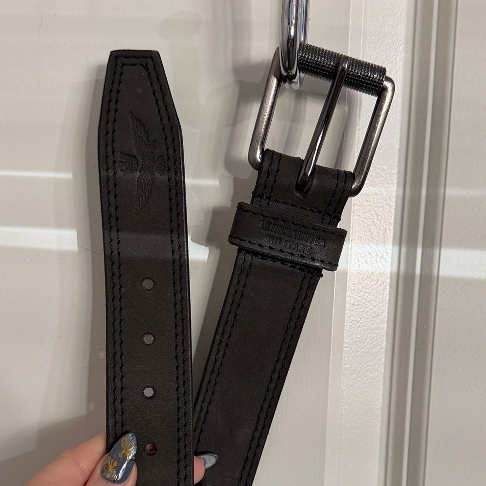Aeronautica Militare Black Leather Belt